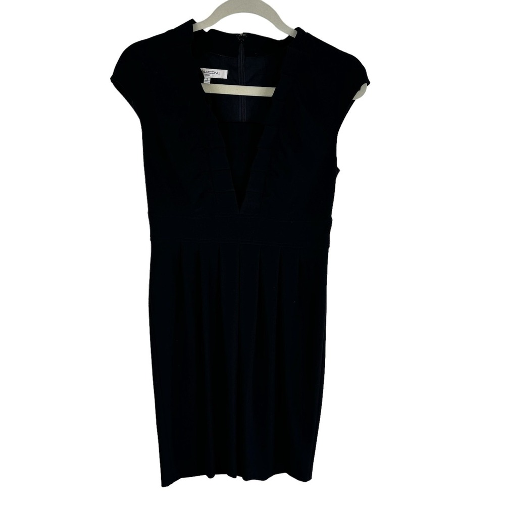 Evan-Picone Black Knee Length‎ A-Line Pleated Stretchy Cap Sleeve Dress Size 4